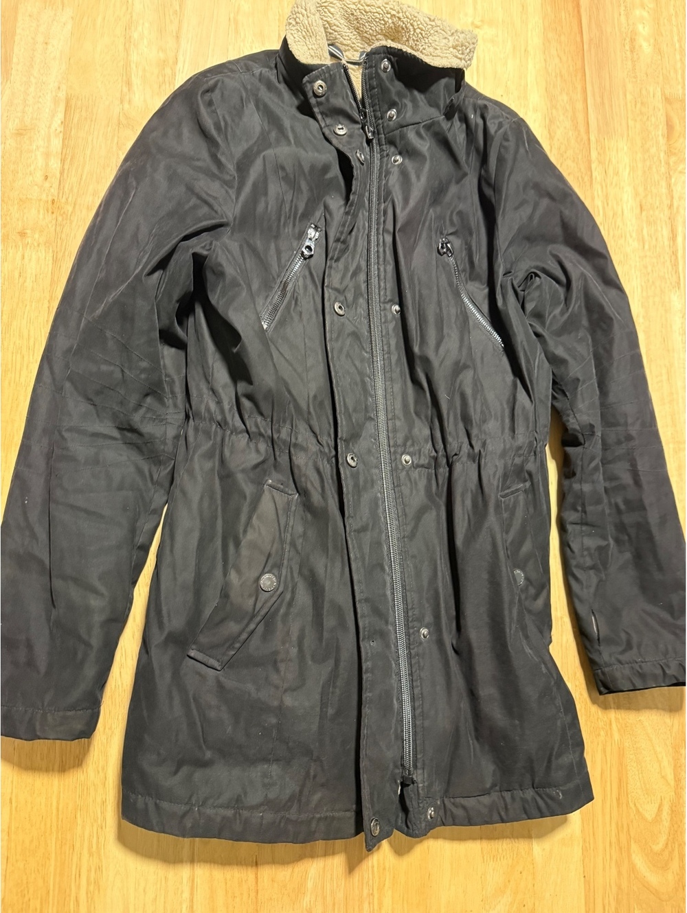 Women’s Nautica Black Faux Fur Lined Winter Coat Medium